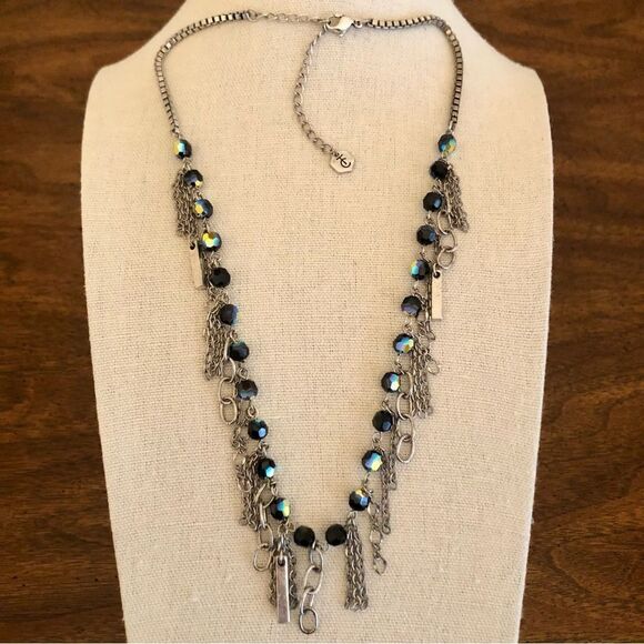 Touchstone Crystal | Fringe Collar - Black Necklace | 18” Adjustable - Picture 1 of 4